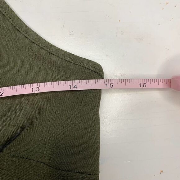 Ann Taylor Olive Green Shaded Palm Midi Dress - Picture 9 of 11